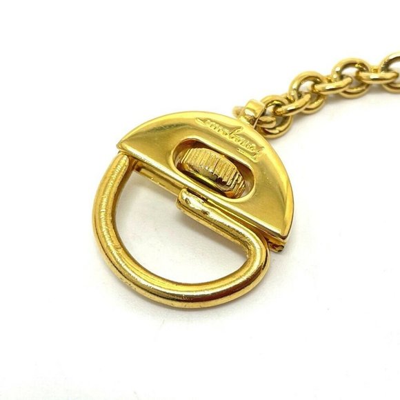 Authentic SALVATORE FERRAGAMO Bag motif Gancini Bag Charm Leather Brown x Gold - Picture 9 of 10